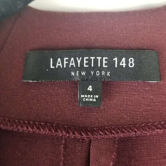 Lafayette 148 NY Rosalie Women's  Burgundy Viscose Midi Dress Sz 4 - Picture 3 of 5